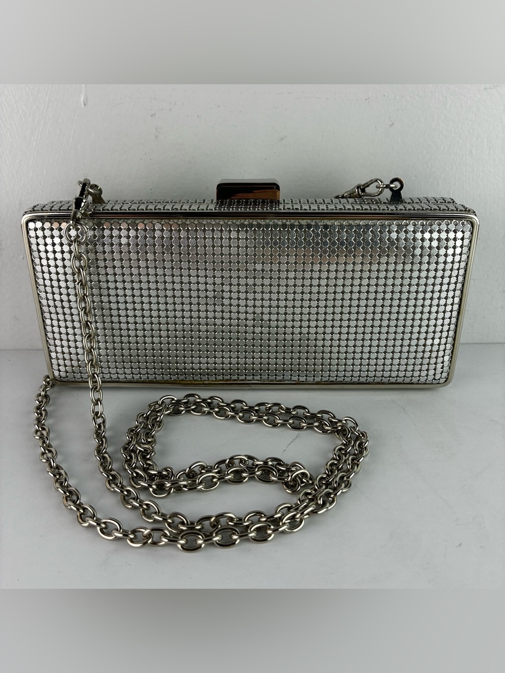 Whiting and Davis Silver Metallic Mesh Evening Bag